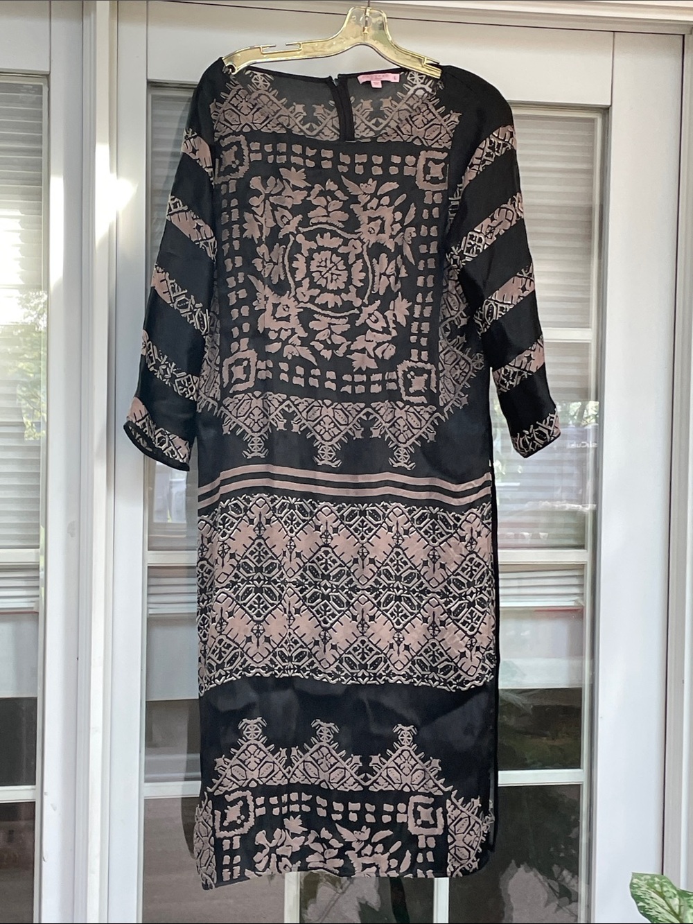 Calypso St. Barth Black and Beige Printed Shift Dress